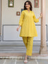 Yellow Cotton Solid A-line Co-ords Set